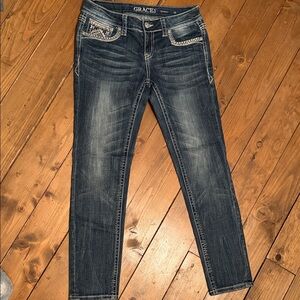 Grace Women's Dark Blue Skinny Jeans with Pocket Details